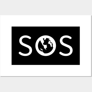 SOS Earth White Posters and Art